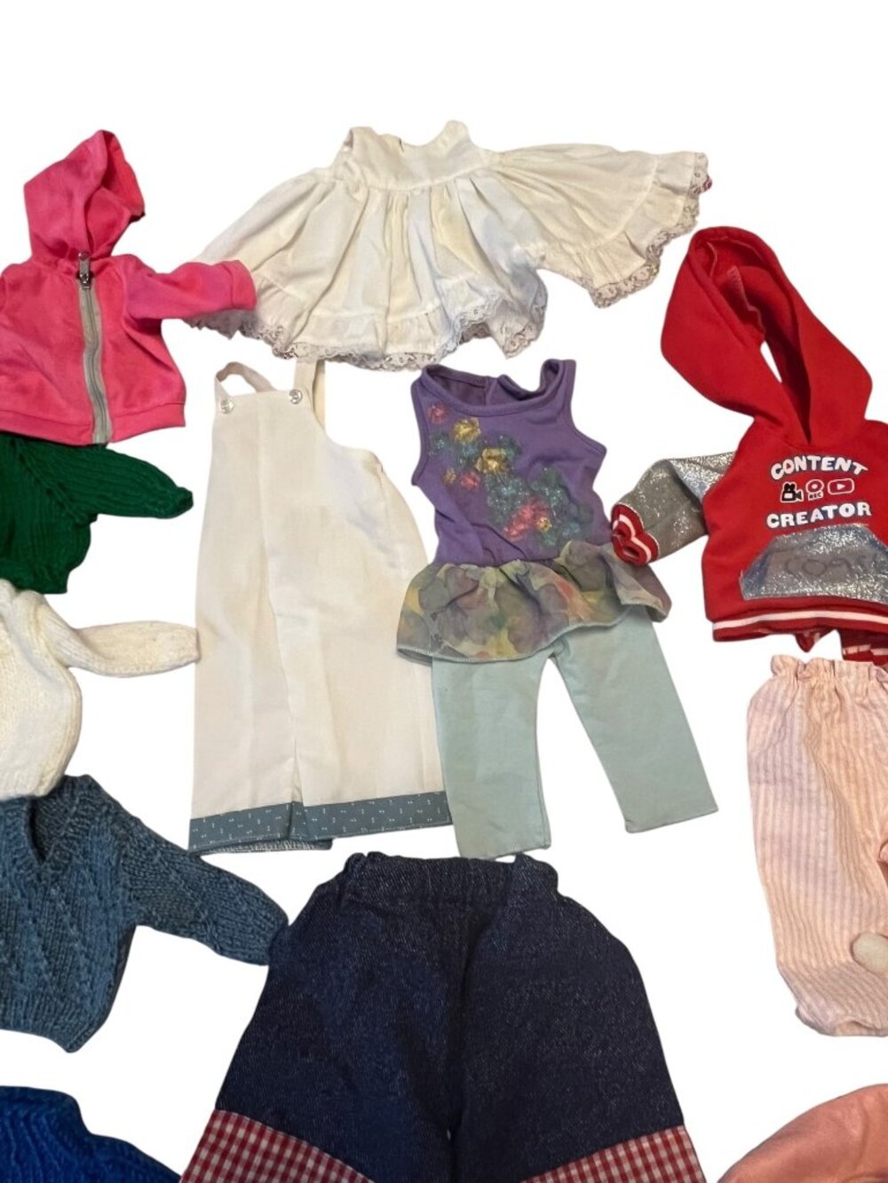 Vintage Teddy Bear Doll Clothes Lot Mixed Outfits Sweaters Hoodies Dresses Pants